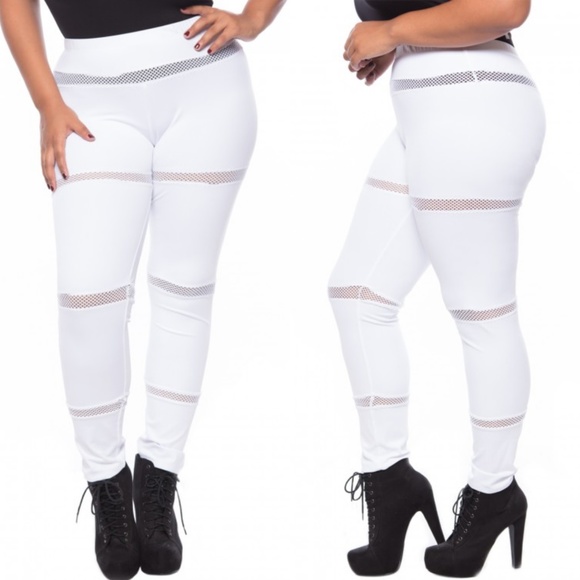 1x-3x New Plus Size Contrast White Leggings - Picture 7 of 8